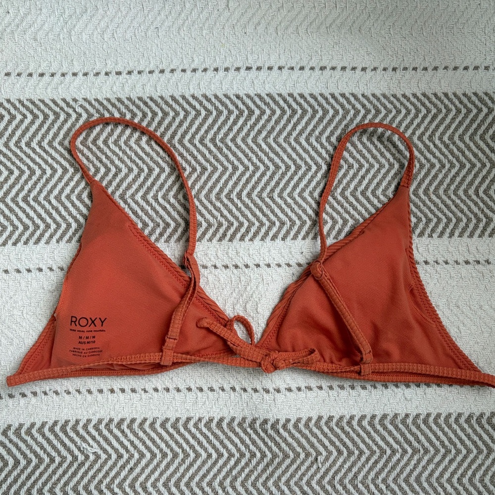 Roxy Ribbed Triangle Bikini Set - Burnt Orange - Picture 2 of 5